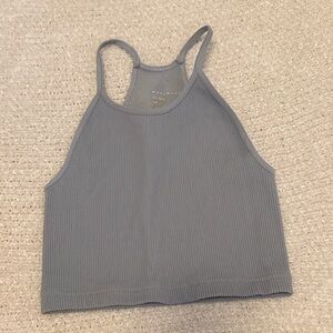 FP MOVEMENT Ribbed High Neck Cropped Tank - Slate Gray